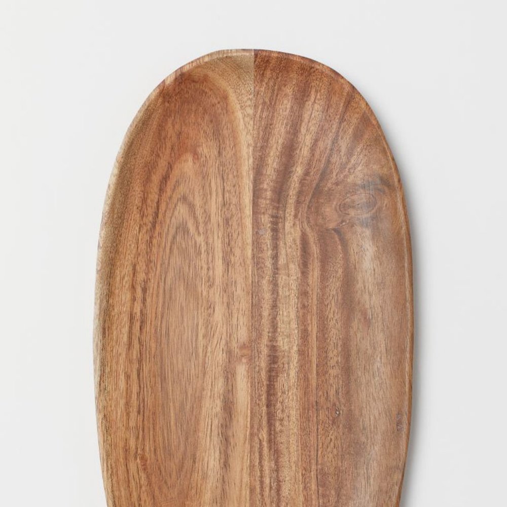H&M ACACIA SMALL OVAL DECORATIVE WOODEN DISH TRAY BOWL